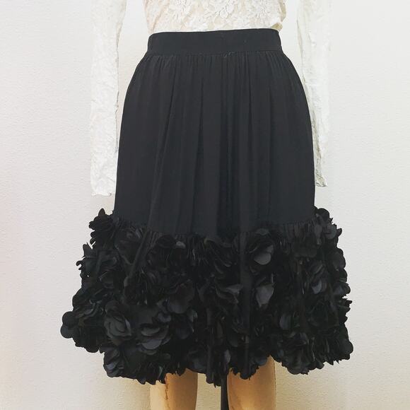 COS Cos.com BLACK Silk FLOWER Petals Hem Full Skirt S/M - Picture 5 of 5
